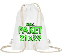 ELES VIDA Bolsas de Deporte de algodón, 21x29 cm, pequeñas, para niños, Certificado Oeko-Tex, Bolsa de Cuerdas, Bolsa de Gimnasia, Bolsa de Tela (blanco, 25 unidades)
