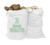 ELES VIDA® - Bolsas de lavandería de 50 x 75 cm de algodón 100% - Bolsas de lavandería extragrandes - Duraderas, con cordón, para viajes (blanco, 50 x 75 | 2 unidades)