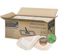 ELES VIDA Juego de 10 Repuestos de Mopa Premium de Algodón para Mopa de 40 cm, Hecho en Europa, para Suelos Laminados, Parqué, Limpieza, Fregona para Suelos de Madera
