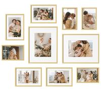eletecpro Juego de 10 marcos de pared de aluminio para galería, incluye 2 piezas de 8 x 10, 4 piezas de 5 x 7, 4 marcos de fotos de 4 x 6 pulgadas para pared o mesa, marcos de fotos de varios tamaños