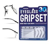 ELETIUO Juego de 30 agarres para gafas, retenedores de silicona antideslizantes 3 en 1 con almohadillas para la nariz + agarres para orejas + puntas de sien, cómodo soporte para gafas, gafas de sol y