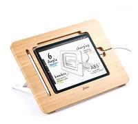 ELETIUO Soporte Ajustable para Tablet con Ranura para lápiz y Cable de Carga, Soporte de Madera de bambú con múltiples ángulos, Organizador de Escritorio para Dibujar, Compatible con iPad (Compatible