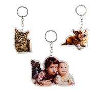 Eletizy Llavero acrílico personalizado con foto de perro, gato y mascota, mochila con llavero con foto personalizada para el Día del Padre, cumpleaños, regalo para hombres, mujeres y parejas