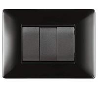 elettrocanali Placa Mylife Q compatible con frutas Bticino Living Inter negro 3 plazas