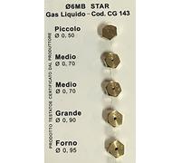 ELETTROGEA Inyectores universales GLP, Cilindro de Gas LPG de 6mm de diámetro, 6Mb, Horno Grande, 2 medianos y pequeños
