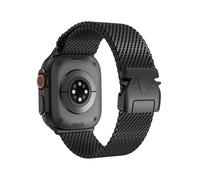 ELETTRONEO BM2 Correa Milanese para Apple Watch Ultra 2 49mm, serie 10 46mm, 9 8 7 45mm 41mm, SE 6 5 4 44mm 40mm, 3 2 1 42mm 38mm Correas, Bracelet Strap, Titanio Negro