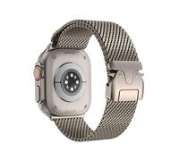 ELETTRONEO BM2 Correa Milanese para Apple Watch Ultra 2 49mm, serie 10 46mm, 9 8 7 45mm 41mm, SE 6 5 4 44mm 40mm, 3 2 1 42mm 38mm Correas, Bracelet Strap, Titanio Oro