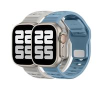 ELETTRONEO UC2 Correa Deportiva para Apple Watch Ultra 2 49mm, Series 10 46mm, 9 8 7 45mm 41mm, SE 6 5 4 44mm 40mm, 3 2 1 42mm 38mm Pulsera Strap, Azul Megalodon/Gris Luna, 2 piezas