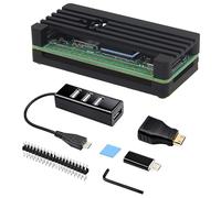 eleUniverse Raspberry Pi Zero - Kit de carcasa de disipador de calor de aluminio con cabezal GPIO, concentrador OTG de 4 puertos, mini adaptador HDMI, adaptador tipo C a micro para Raspberry Pi Zero