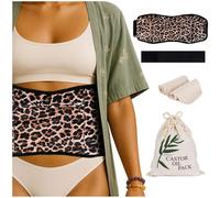 Eleva tu bienestar: paquete de 5 piezas reutilizables de aceite de ricino (M-5X), elegante tela de guepardo que oculta las manchas, interior de franela de algodón afelpado, resistente a fugas, ajuste