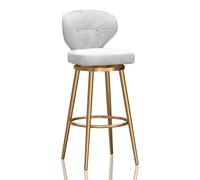 Eleva tu espacio: taburete giratorio de respaldo alto, asiento tapizado de terciopelo gris, reposapiés de metal dorado, perfecto para isla de cocina y pub, altura del asiento de 65 cm, juego de 1.