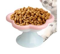 Elevado para Gatos - Cerámica 15x8.6cm | Plato Elevado para Gato | Plato En Forma De Flor Paras Alimentar Gatos, Mascotas De Interior Y con Comida Cómoda En Casa