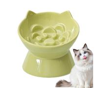 Elevado para Gatos Plato Cerámico De Agua con Alimentación Lenta | Alto para Gatos Perfecto En Salón, Comedor, Cocina, Hogar, Patio, Y Apartamento