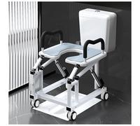 Elevador de asiento de inodoro con reposabrazos, elevador eléctrico para adultos, ruedas universales de 360°, marco de soporte para hasta 220 libras, ayuda de pie para inodoro