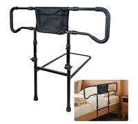 Elevador de cama para personas mayores, barra de sujeción regulable en altura con bolsillo portaobjetos, barandilla plegable, apto para camas con una altura de entre 31 y 51 cm sobre el suelo