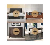 Elevador de cama trapezoidal en forma de L de 6 pulgadas de altura con media punta superior y tira de goma inferior, mueble de 4 piezas