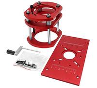 Elevador de fresado superior con base fija, placa de inserción de fresado de carpintería, base universal para fresadora con motor de 65 mm de diámetro, color rojo