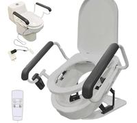 Elevador De Inodoro Eléctrico con Asiento Abatible 180° Y Reposabrazos Doble,Función De Calefacción Y Capacidad De Carga 150 Kg (330,69 LB),Soporte Firme,para Personas con Discapacidad