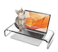 Elevador de Monitor Acrílico - Support Écran Acrylique Transparent - Elevador Pantalla Ordenador - Qualité Premium pour Bureau à Domicile, Support TV PC avec Plateau Clavier Heavy, 40.6 x 19 x 10cm