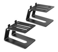 Elevador de monitor de estudio resistente, soporte de altavoz de escritorio de metal con espacio de almacenamiento para altavoces de estantería, negro, paquete de 2