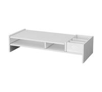 Elevador de monitor, organizador de estantes, ahorro de espacio, ligero y ergonómico, material de PVC, tablero de polipropileno, soporte compacto y estable, soporte de monitor de 3 niveles para