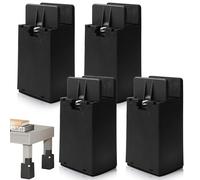 Elevador de muebles, 4 unidades de elevador de cama, patas de muebles de 10 cm con abrazadera de tornillo ajustable para patas cuadradas de 10 a 37 mm de ancho, patas cuadradas para silla, sofá