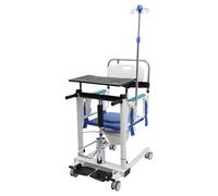 Elevador de pacientes hidráulico de 40 mm con 4 ruedas universales, silla de inodoro para personas mayores con ruedas, capacidad de carga de 120 kg, con mesa de comedor y bandeja, soporte para