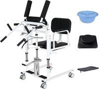 Elevador De Pacientes Hidráulico, Silla De Transferencia Hidráulica Portátil Para Personas Mayores, Silla De Transferencia Versátil Para El Hogar, Respaldo Ajustable a 180 ° (Black, A)