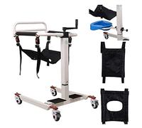 Elevador de pacientes Silla de transferencia para el hogar, transporte de acero, máquina de transferencia para silla de ruedas, silla de ducha portátil, cómoda junto a la cama con asiento dividido de