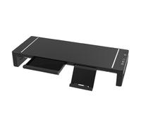 Elevador de pantalla | Estante de escritorio con cajón | Plegable y ajustable de 52 cm con cajón para TV, ordenador, tableta, hogar, espacio de trabajo e impresora