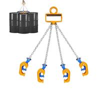 Elevador de tambor autoblocante con 4 ganchos, capacidad de 1,5 toneladas, para elevación vertical de tambores de plástico y metal con grúa o carretilla elevadora