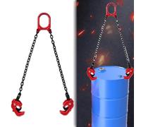 Elevador de Tambor de Cadena Abrazadera para Elevación de Bidones de 55 Galones con Ganchos Autoblocantes, Elevador Industrial de Bidones para Granjas y Graneros, Equipo de Aparejo(Double Chain)