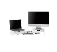 Elevador del monitor giratorio ajuste de ancho soporte del ordenador portátil 60-107 x 22 x 11 cm blanco bbf04-w sobuy