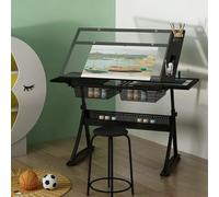 Elevador eléctrico de cizallamiento Mesa de Comedor con Soporte Elevador, Taburete eléctrico de Dibujo con Tijera, Caballete para Manualidades, Escritorio con inclinación de 0° a 50° y ajust