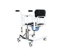 Elevador hidráulico de pacientes para uso doméstico, silla de ruedas de transporte hidráulica de acero con asiento dividido de 180° y cojín de cuero, cómoda portátil junto a la cama con cuña, 330 lb