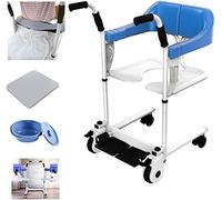 Elevador hidráulico de pacientes, silla de ruedas portátil para el hogar, transporte portátil, silla de ruedas manual con asiento abatible de 180°, silla de baño multifunción, cómoda de noch