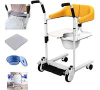 Elevador hidráulico de pacientes, silla de ruedas portátil para el hogar, transporte portátil, silla de ruedas manual con asiento abatible de 180°, silla de baño multifunción, cómoda de noch