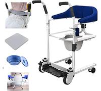 Elevador hidráulico de pacientes, silla de ruedas portátil para el hogar, transporte portátil, silla de ruedas manual con asiento abatible de 180°, silla de baño multifunción, cómoda de noch