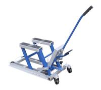 Elevador hidráulico para motocicleta, soporte de montaje para motocicletas de hasta 680 kg, ajustable de 120 a 385 mm, para motocicletas ATV y quads, color azul