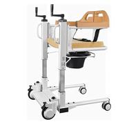Elevador manual de pacientes para el hogar con asiento dividido de 180° y bandeja de cama 5 en 1, silla de ruedas portátil de transporte para ancianos, altura ajustable de 40 a 60 cm