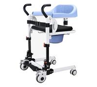 Elevador Manual de Pacientes para Personas Mayores Máquina de Transferencia Plegable Portátil Silla de Baño Silla de Ruedas Silla de Inodoro Casa con Cojín de Asiento y Bandeja de Cama 120kg-8 Ajuste