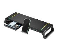 elevador monitor ewent plegable rgb con hub usb cajon y soporte movil