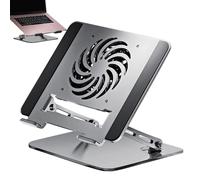 Elevador portátil de acero al carbono con ventilador, soporte de refrigeración de computadora de 12 x 9 pulgadas para laptop, tableta, impresora, cama, sofá, mesa de oficina en casa, viajes, lectura
