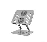 Elevador portátil para laptop, soporte de refrigeración para portátil con ventiladores duales, elevador giratorio de metal para disipación de calor, para oficina en casa (plata)