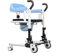 Elevador - Silla de ruedas elevadora de pacientes para el hogar, silla de ruedas de transporte de acero, elevación manual con asiento dividido de 180°, cómoda de noche con bandeja para pacientes para