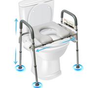Elevador WC Adulto Ajustable Alzador Inodoro Reposabrazos Acolchados Asiento Confort Antideslizante Adaptador Movilidad Reducida Silla Baño Personas Mayores Altura Regulable Estructura Acero