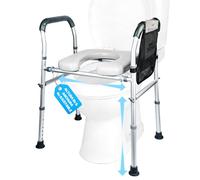 Elevador WC Adulto con Reposabrazos Alzador WC asiento elevador inodoro wc adaptador para mayores 8 Niveles Altura + 4 Niveles Anchura Regulable Carga 180 kg