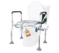 Elevador WC Adulto Con Reposabrazos, Elevador WC Con Ventosas Laterales, Adaptador WC Adultos Para Mayores, Ayuda Para Levantarse, Altura Y Ancho Ajustables 5 Y 6 Niveles, Soporta 150 kg