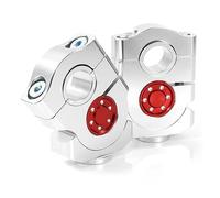 Elevadores de Barra de Manillar de Motocicleta, Abrazaderas de elevadores de Manillar de Montaje, Aluminio CNC para Y&amaha FZ-07 MT-07 MT-09 MT-10 FZ09 Estable(Silver and Red)