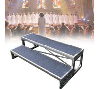 Elevadores de escenario de coro de 3 niveles, plataforma de escalera comercial, elevadores de metal antideslizantes para iglesia, escuela, bar, restaurante, uso fotográfico